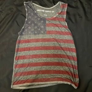 Mossimo Supply Co. Tank Top. USA Flag front. Plain Grey on back. Size Large